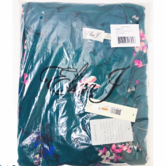 Eliza J Womens Green Floral Cap Sleeve Knit Sheath Dress Plus Sz 24W New - Picture 4 of 11